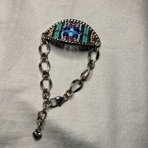 Silver Beaded Bracelet with Multicolor Accents